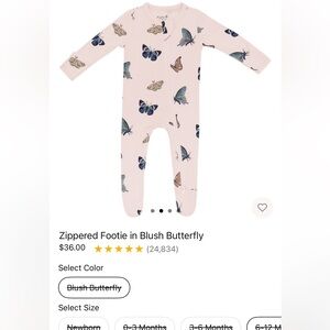 Blush Butterfly Zippered Footie